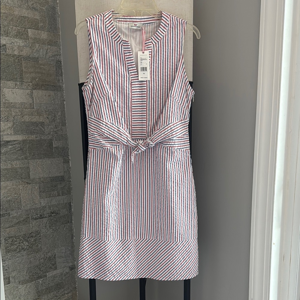 Vineyard vines Fireworks red white blue seersucker tie dress size 10